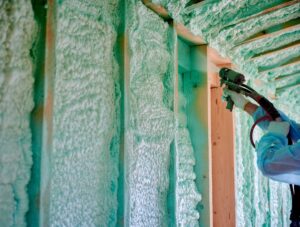 Spray foam insulation installation process.